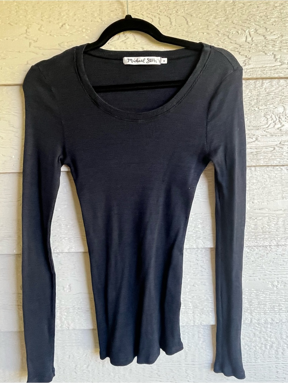 Michael Stars Black Long Sleeve Ribbed Tee